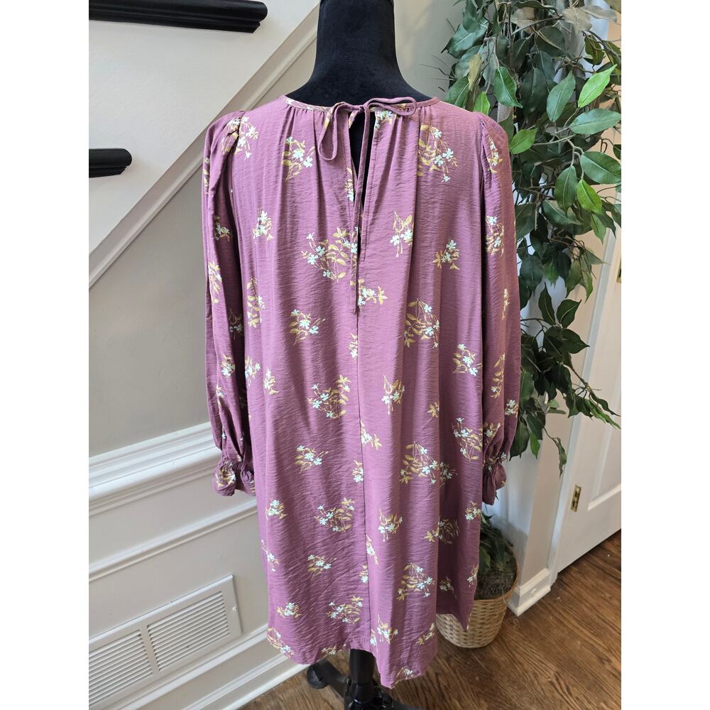 A New Day Babydoll Dress XS Purple Floral Smocked Balloon Sleeve Party/Cocktail - Picture 7 of 12